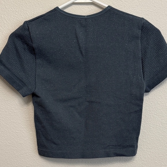 Wild Fable Dark Blue Textured Crop Top - Picture 3 of 5